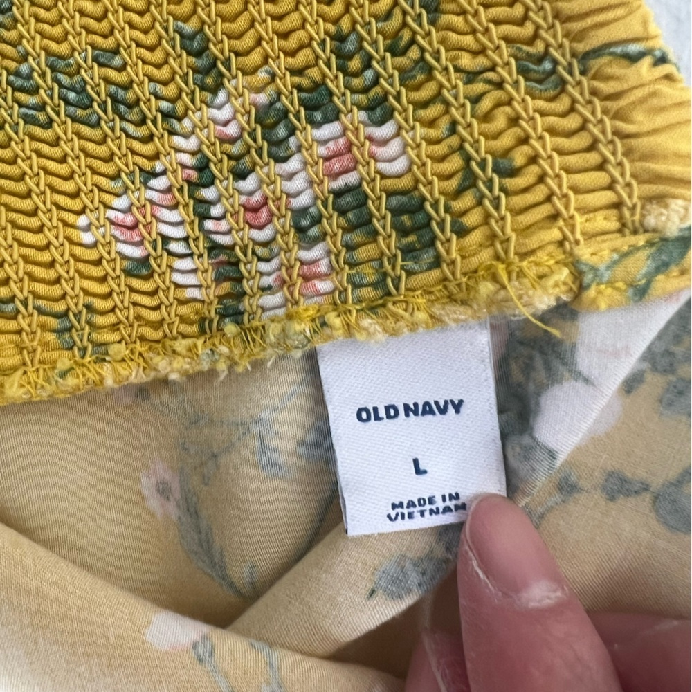 Old‎ navy yellow floral dress summer beach spring dress 100% Viscose L - Picture 4 of 7